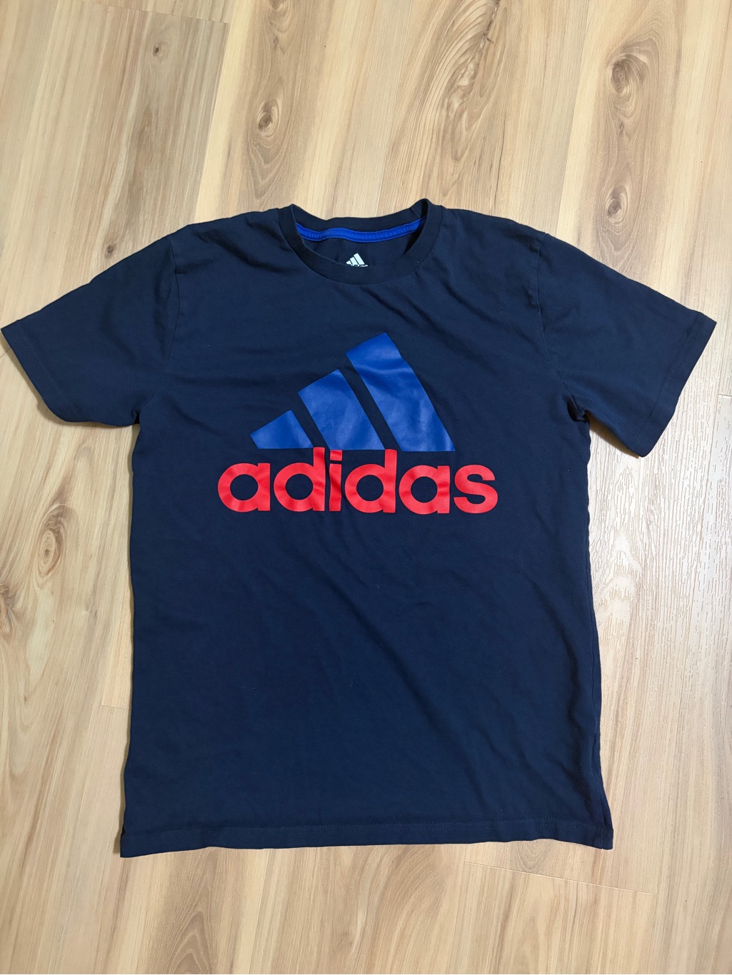 Adidas Navy Tshirt With Royal Blue Trefoil Accent